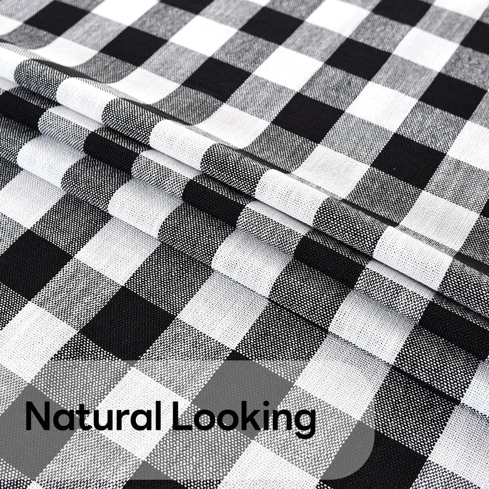 Gingham Tablecloth Rectangle Table Cloth Heavy Duty Cotton Checkered Table Cover for Spring Picnic Kitchen Dining(C-Black, 52x70 inch)