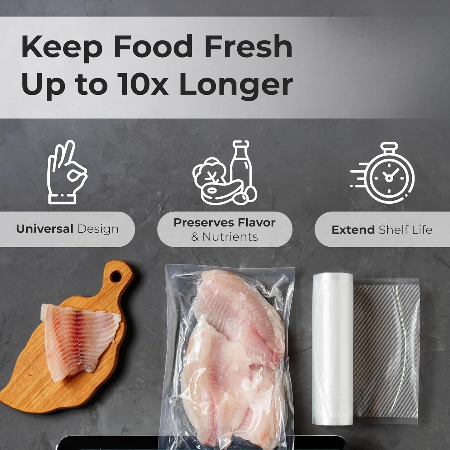 Vacuum Sealer Bags Roll 11" x 50' for Food Saver and Sous Vide, BPA Free, Heavy Duty Commercial Grade Food Storage Bags for Meal Prep and Boil Safe Use, 2 Count (100 FT)