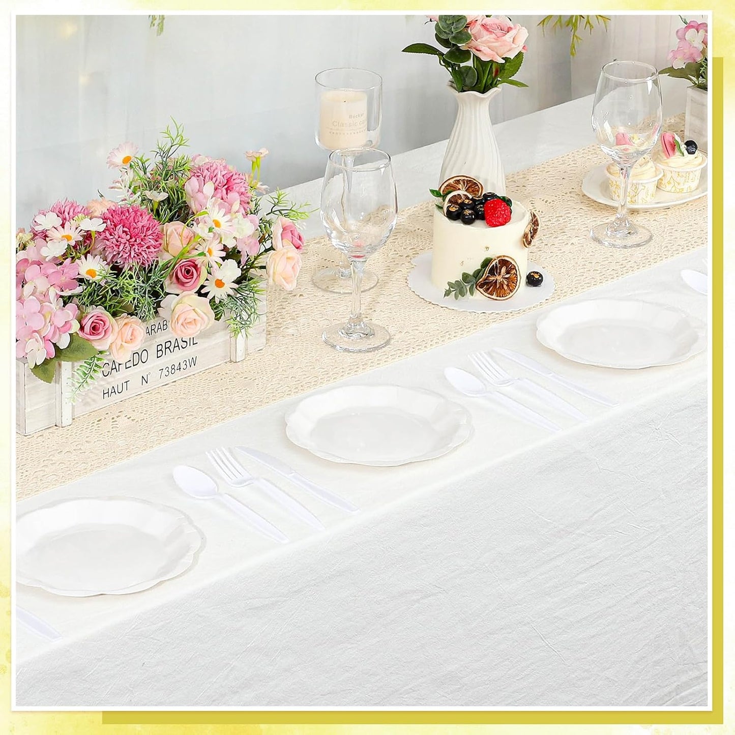 30 Pcs White Paper Plates, 9 Inch Scalloped Paper Plates Disposable Dinner Plate Dessert Cake Plate Party Supplies for Wedding Bridal Baby Shower Birthday