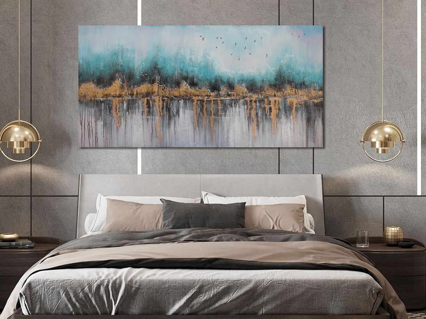 Ardemy Abstract Canvas Wall Art for Living Room Extra Large Teal Pictures Wall Decor Paintings Bedroom Textured Artwork Wall Art for Men Kitchen Dining Room Home Office, 58"x29"