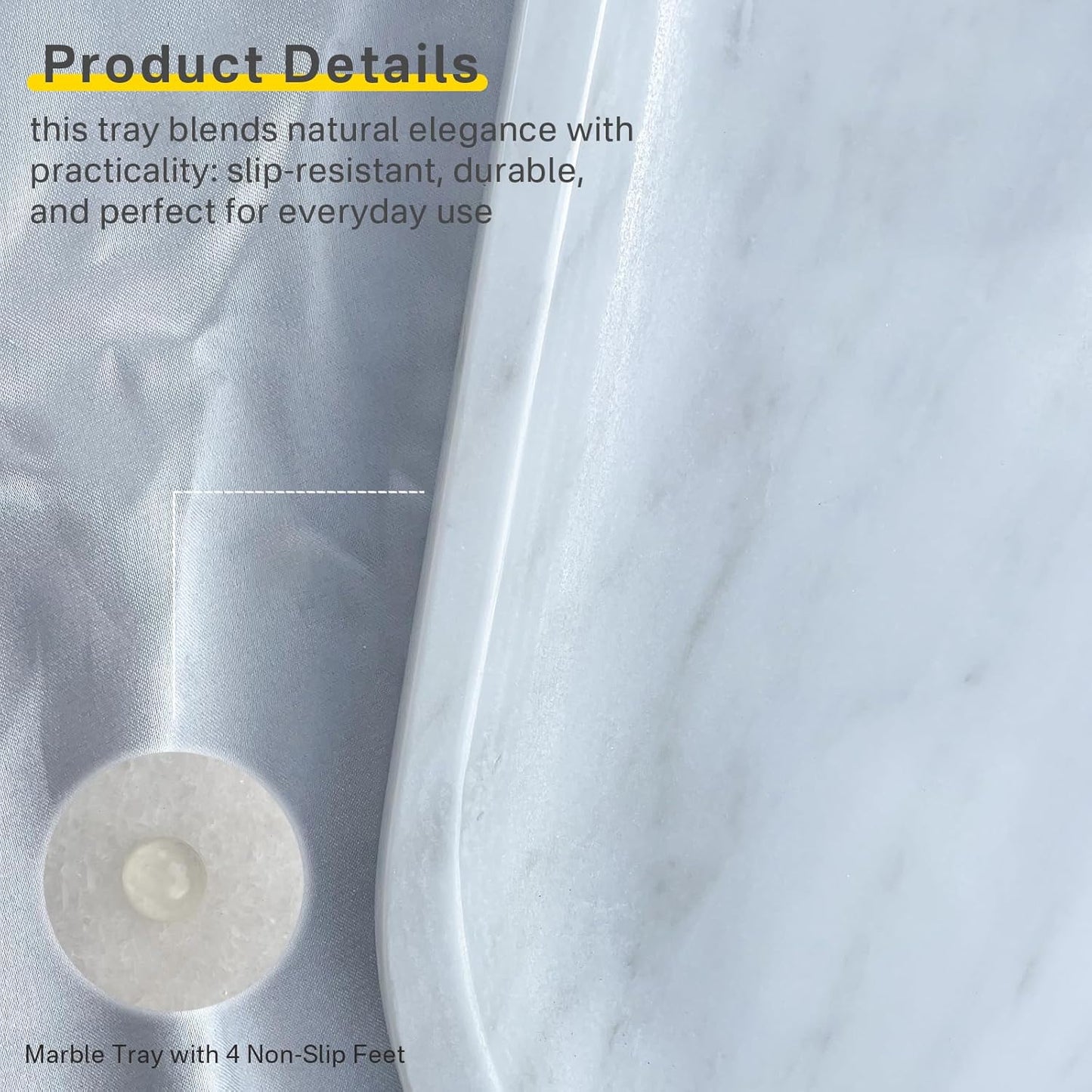 Natural Stone Tray, Marble Vanity Tray for Bathroom & Kitchen Countertop - Organizer for Perfume, Jewelry, Cosmetics 12x6 Inch,Carrara White