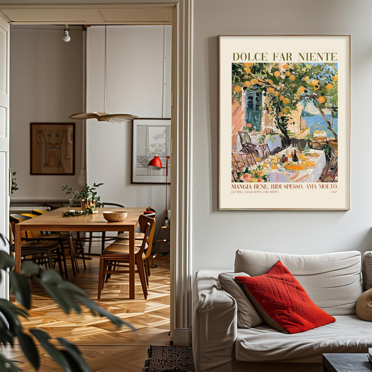 Kitchen Wall Art Painting Restaurant Poster Vintage Italy Canvas Wall Art Bar Cart Picture Trendy Italy Dinner Party Oranges Wall Decor 16x24 Inch UnFramed Canvas for Home Kitchen Living Room Decor