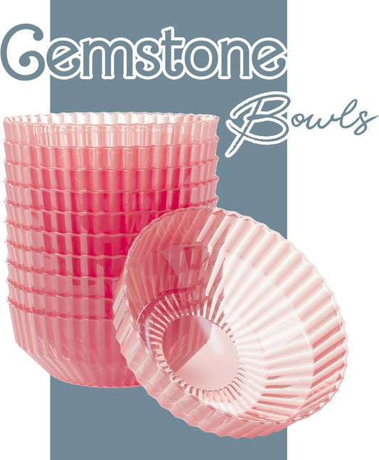 Exquisite Pink Plastic Bowls Disposable - 16 Oz - 20 Count - Disposable Soup Bowls - Great for Weddings Parties And Formal Occasions