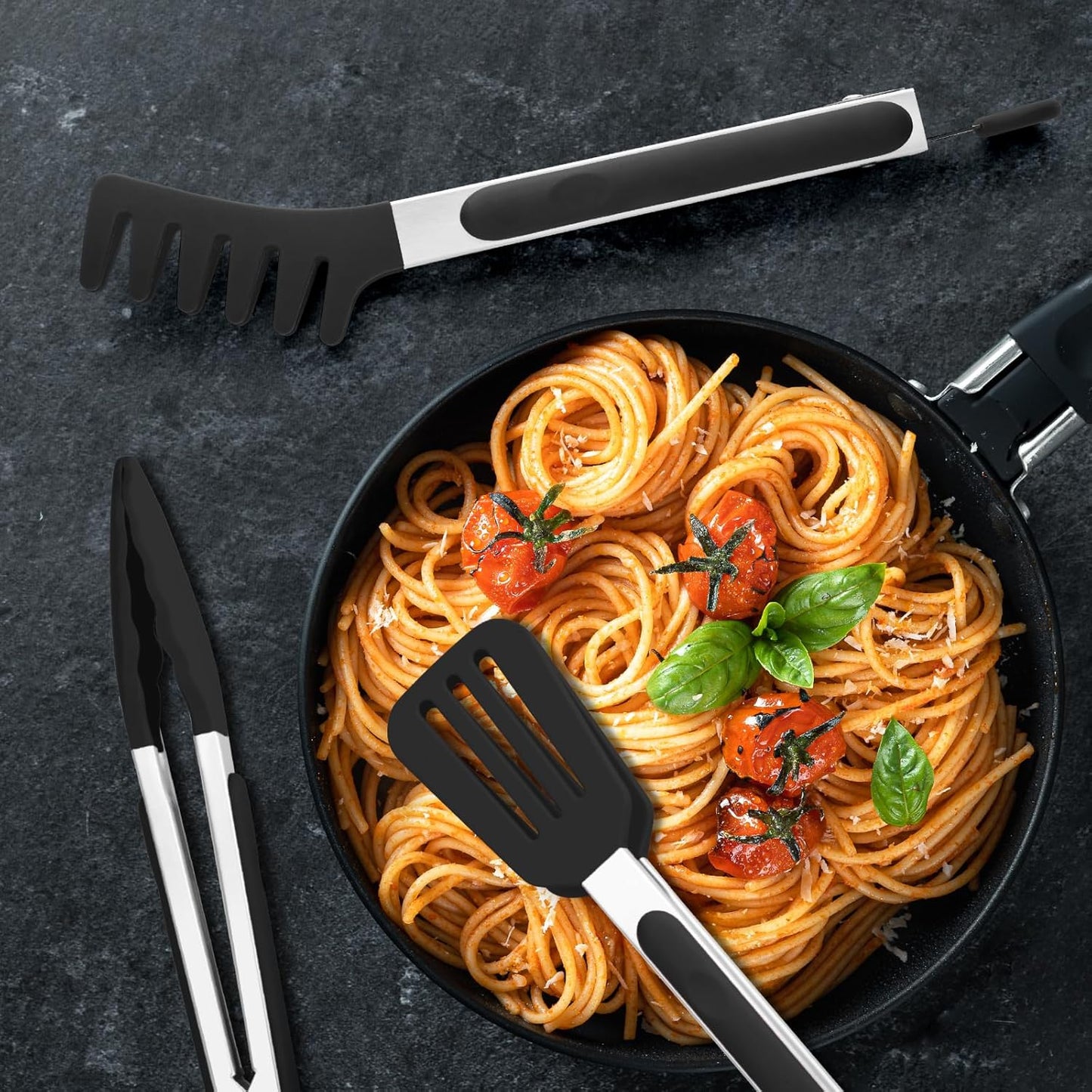 3 Pack Silicone Tongs for Cooking,Maywe Tanso 9 Inch Cooking Kitchen Tongs with Silicone Tips,Nonstick Stainless Steel Tongs for Steak Pie Pizza Pasta Spaghetti Salad BBQ Buffet