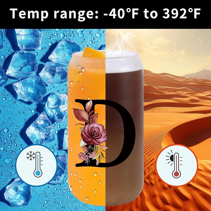 Wulcea Monogrammed Glass Drinking Cup With Lid Straw Cool Grandma Gifts Grandmother Nana Glamma Mawmaw Yaya Abuela Abuelita Grandmas Mamaw Memaw Mimi Nonna Granny Oma Meme Christmas Xmas Present,D