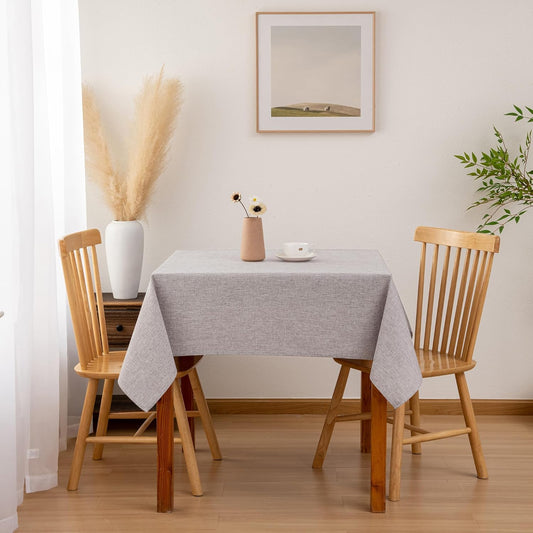 Hiasan 2 Pack Faux Linen Square Tablecloth - Wrinkle and Stain Resistant Washable Table Cloth for Kitchen Dining Room Holiday Table Cover for Party Dinner, Stone, 54 x 54 Inch