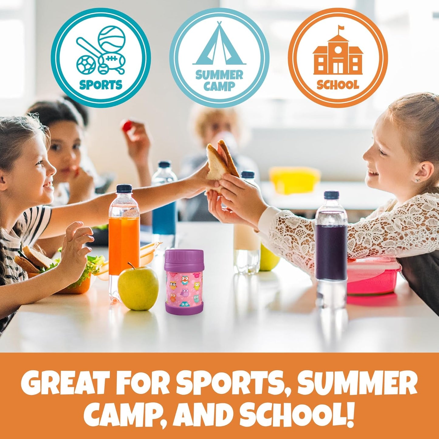 Bentology Insulated 13oz Food Jar for Kids- Hot or Cold Food, Soups, Liquids, Noodles - Wide Mouth Stainless Steel Container & BPA Free, Large Leak Proof thermos for Back to School Lunch Boxes, Bags