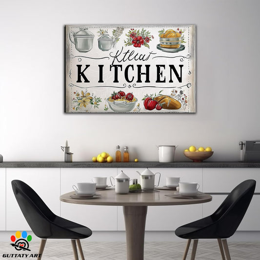 GUTTATY Kitchen Pictures Wall Art, Farmhouse Colorful Vegetables and Flowers Painting for Dining Room Restaurant, Mother's Day Gift for Grandma Mom Hanging Artwork 2840 Inch
