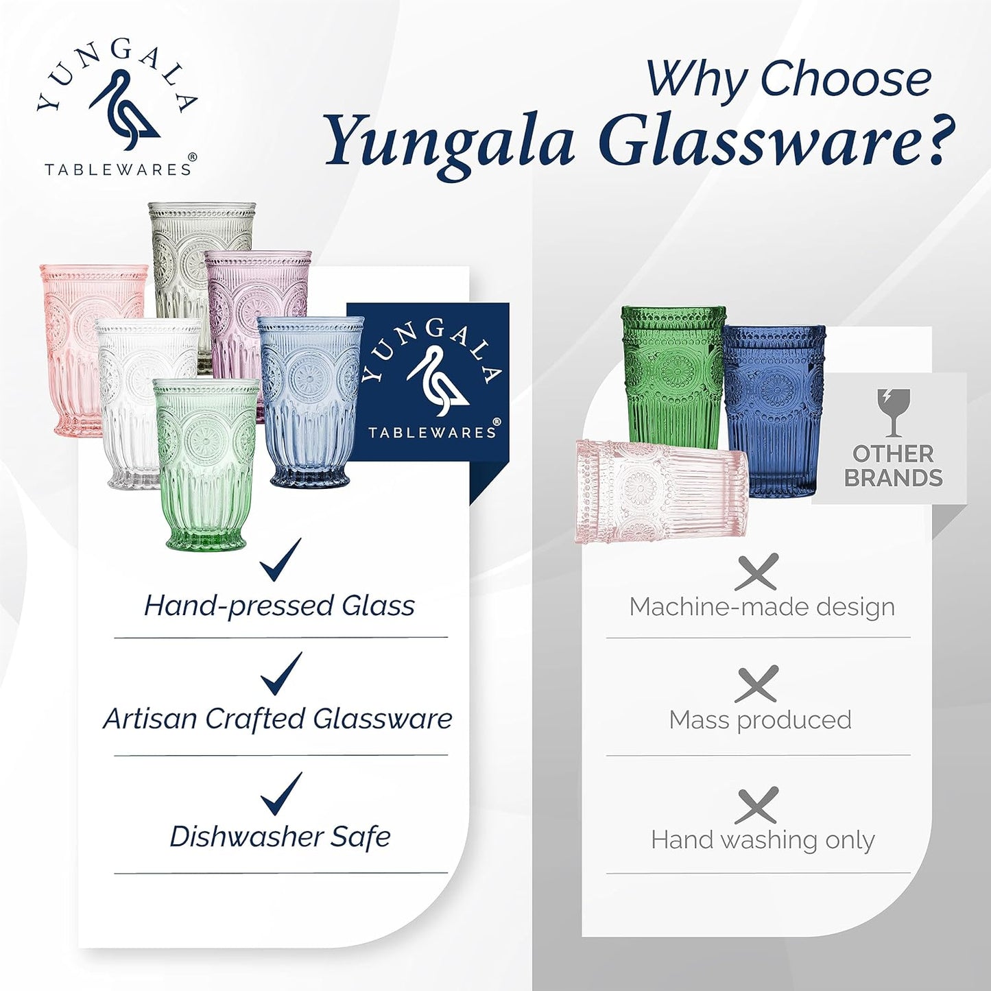 Yungala Multi-colored Highball Drinking Glasses
