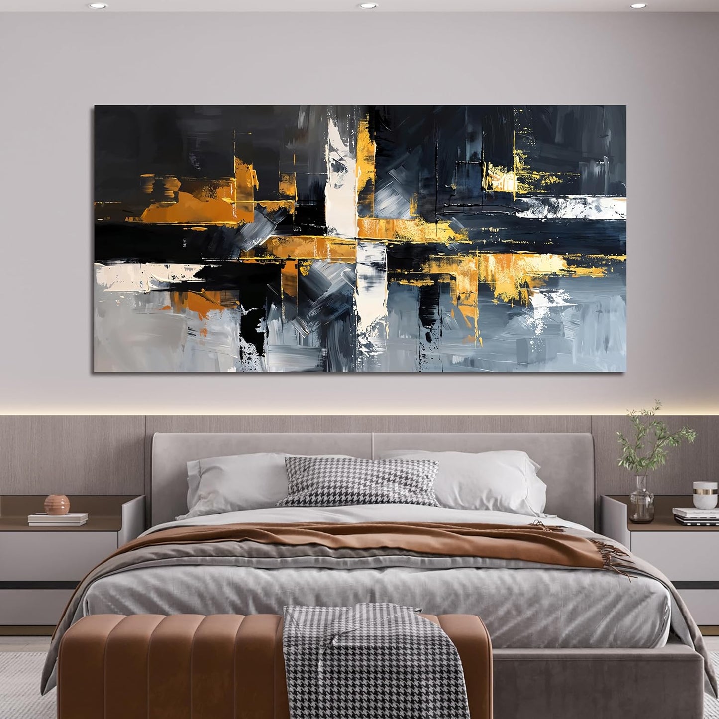 Large Canvas Wall Art Decor Oversized Gold Wall Art for Living Room Black and White Wall Art Prints Artwork for Walls Modern Abstract Art Abstract Canvas Art Wall Decor Bedroom Office Decor 29" X 58"