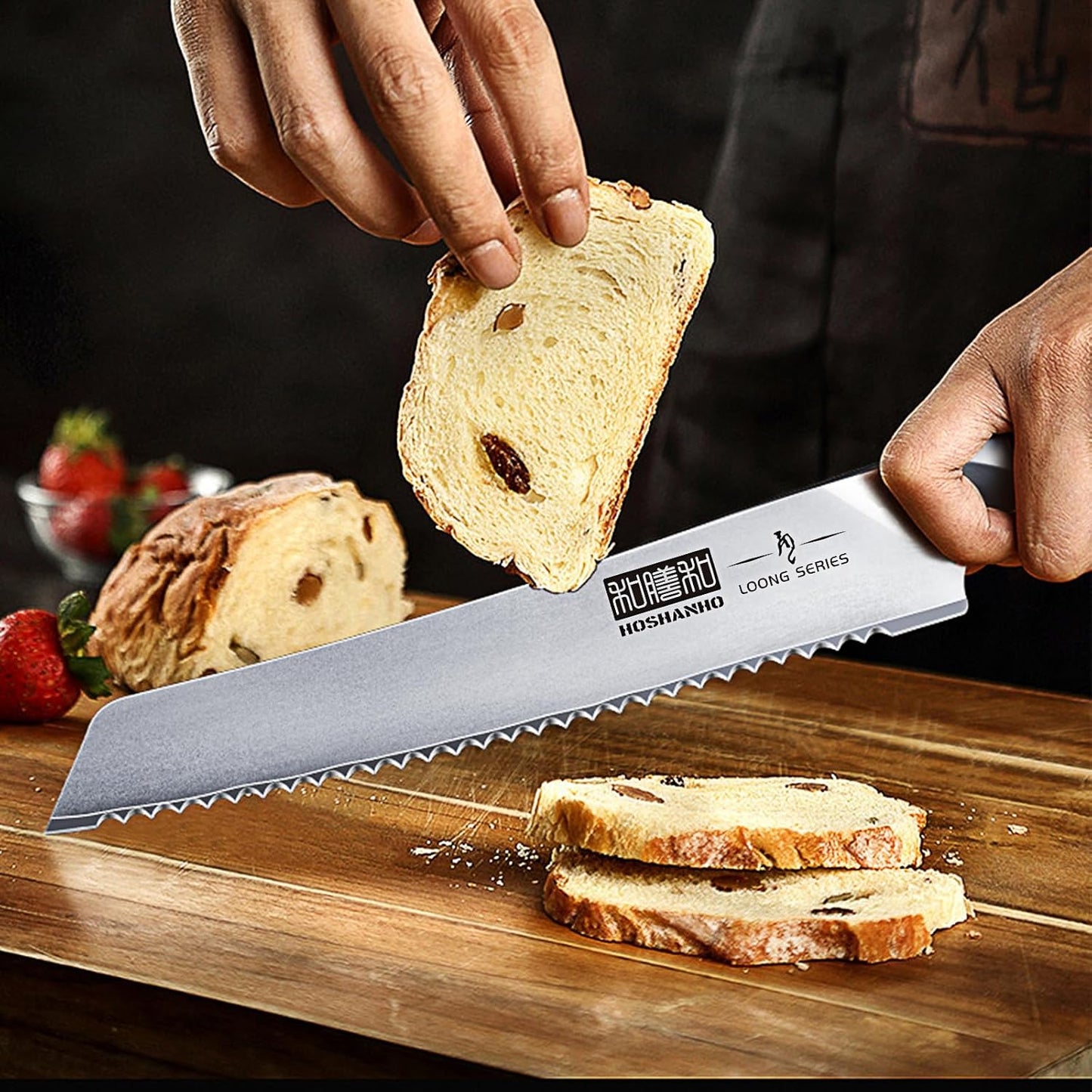 HOSHANHO Bread Knife 8 inch, Japanese High Carbon Stainless Steel Serrated Bread Knife, Professional Bread Cutting Knife for Homemade Bread