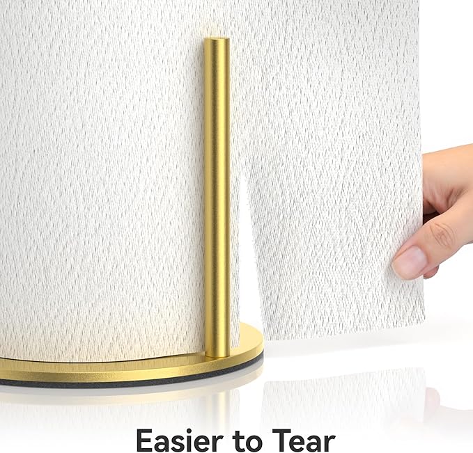 Paper Towel Holder Countertop, Stainless Steel, Gold, for Kitchen, Pantry, RV