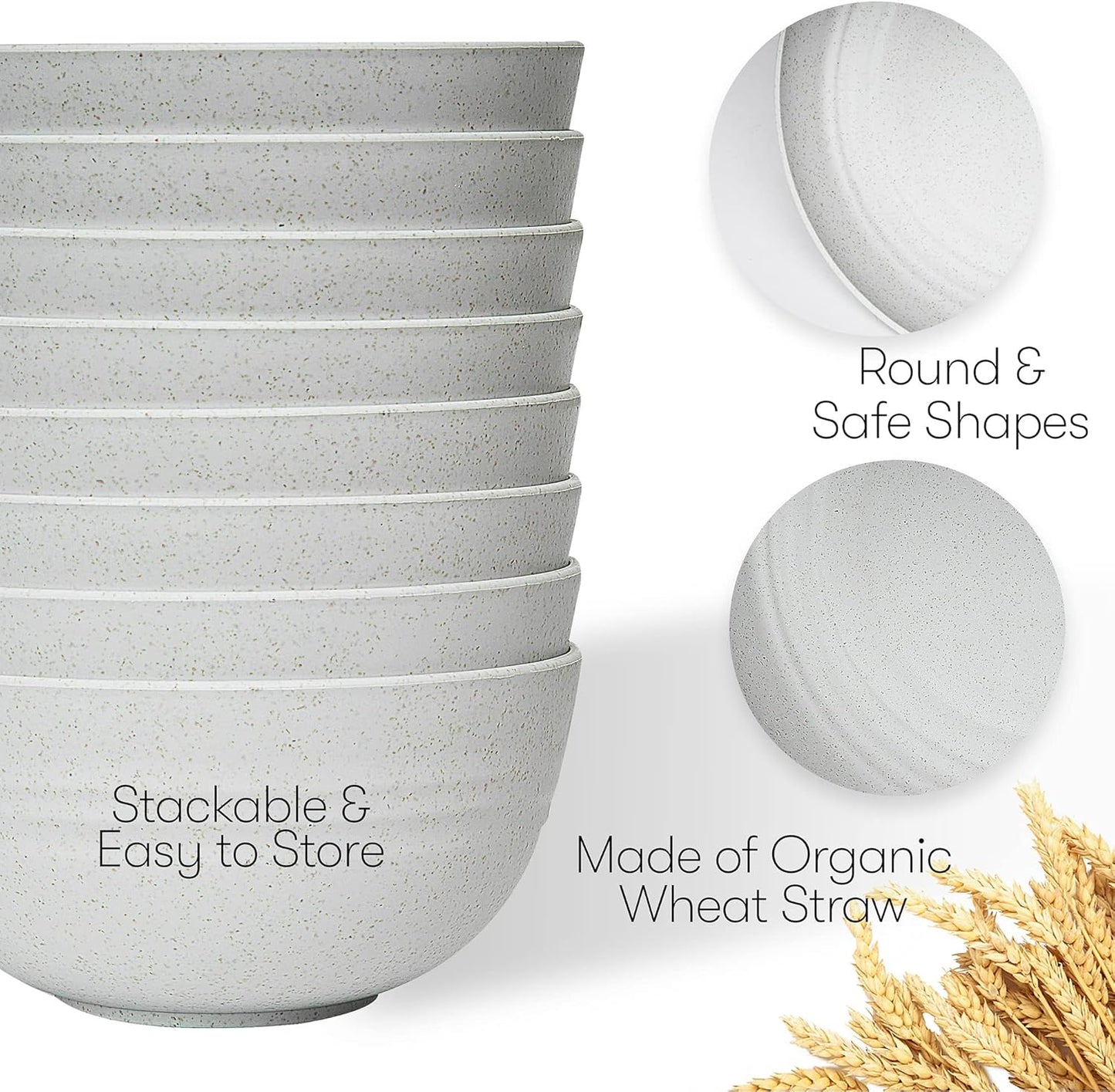 Wheat Straw Dinnerware Sets | Unbreakable Dinnerware Sets | Dishwasher Microwave Safe Dinnerware | Eco Friendly Non Breakable Dinnerware Sets | RV Outdoor Camping (Grey, Service for 8 (32 pcs))