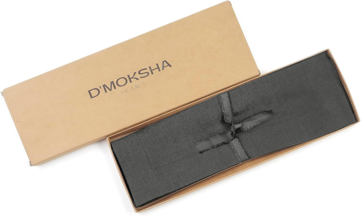 D'Moksha Homes Linen Charcoal Grey Placemats Set of 4-100% Pure Linen Placemats 14 x 19 Inch for Fall, Autumn and Halloween - Handcrafted and Machine Washable