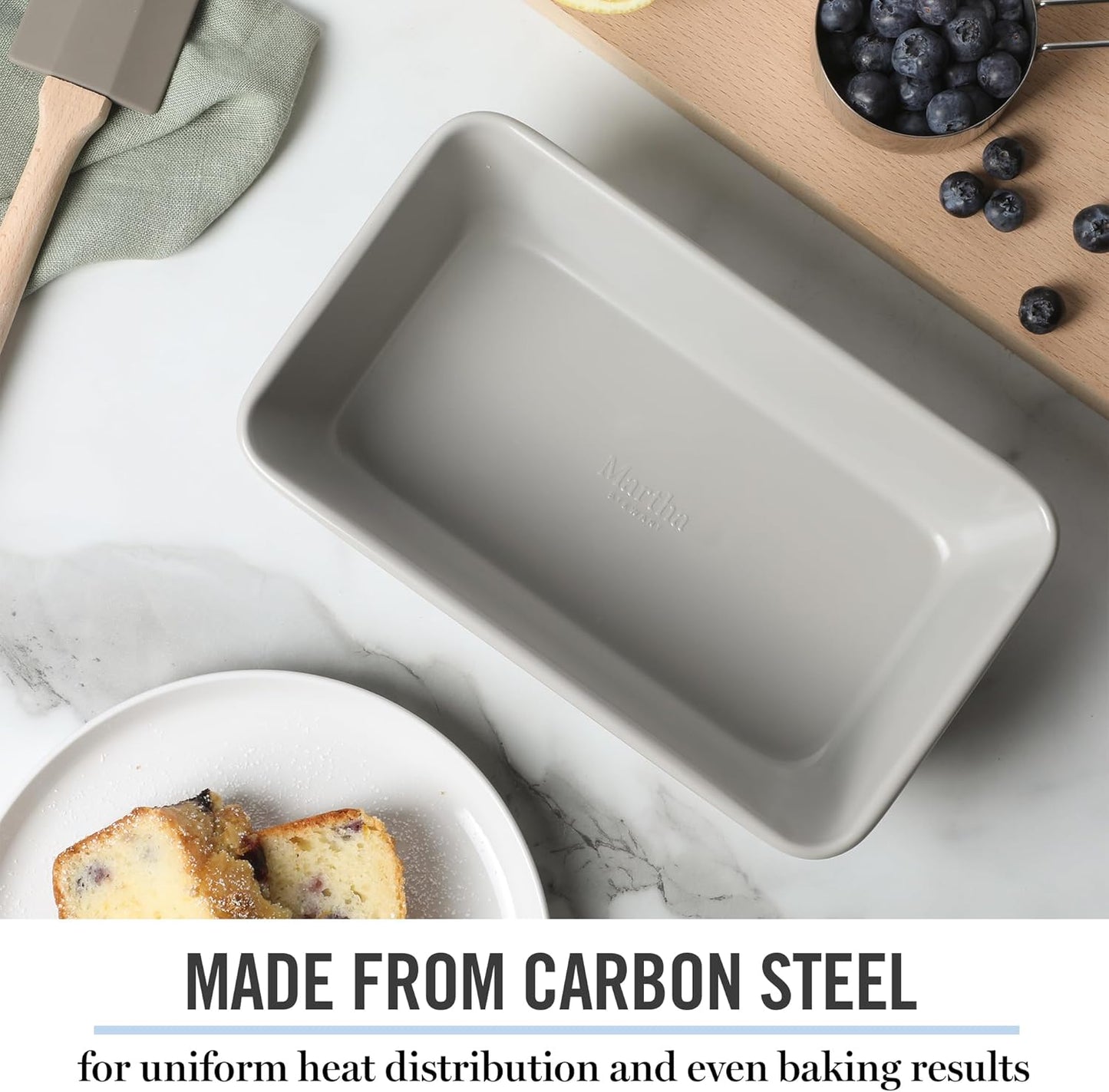 Martha Stewart Gallen 9 Inch Nonstick Carbon Steel Loaf Pan - Cool Grey