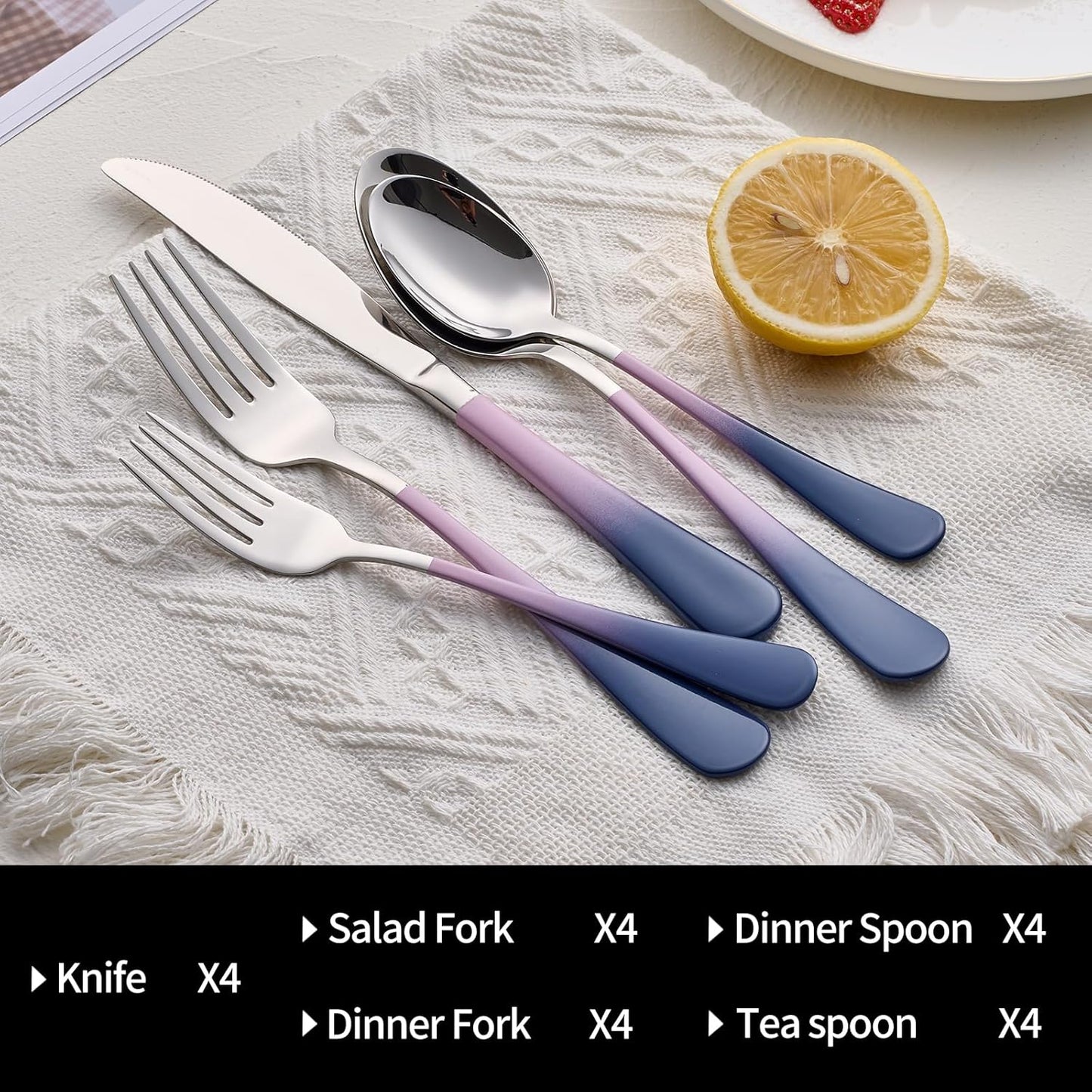 20-Pieces Color Silverware Sets for 4,Pink and gray Handle Stainless Steel Cutlery Set, Include Forks Spoons and Knives Set, Dishwasher Safe Utensil Sets for Home Restaurant