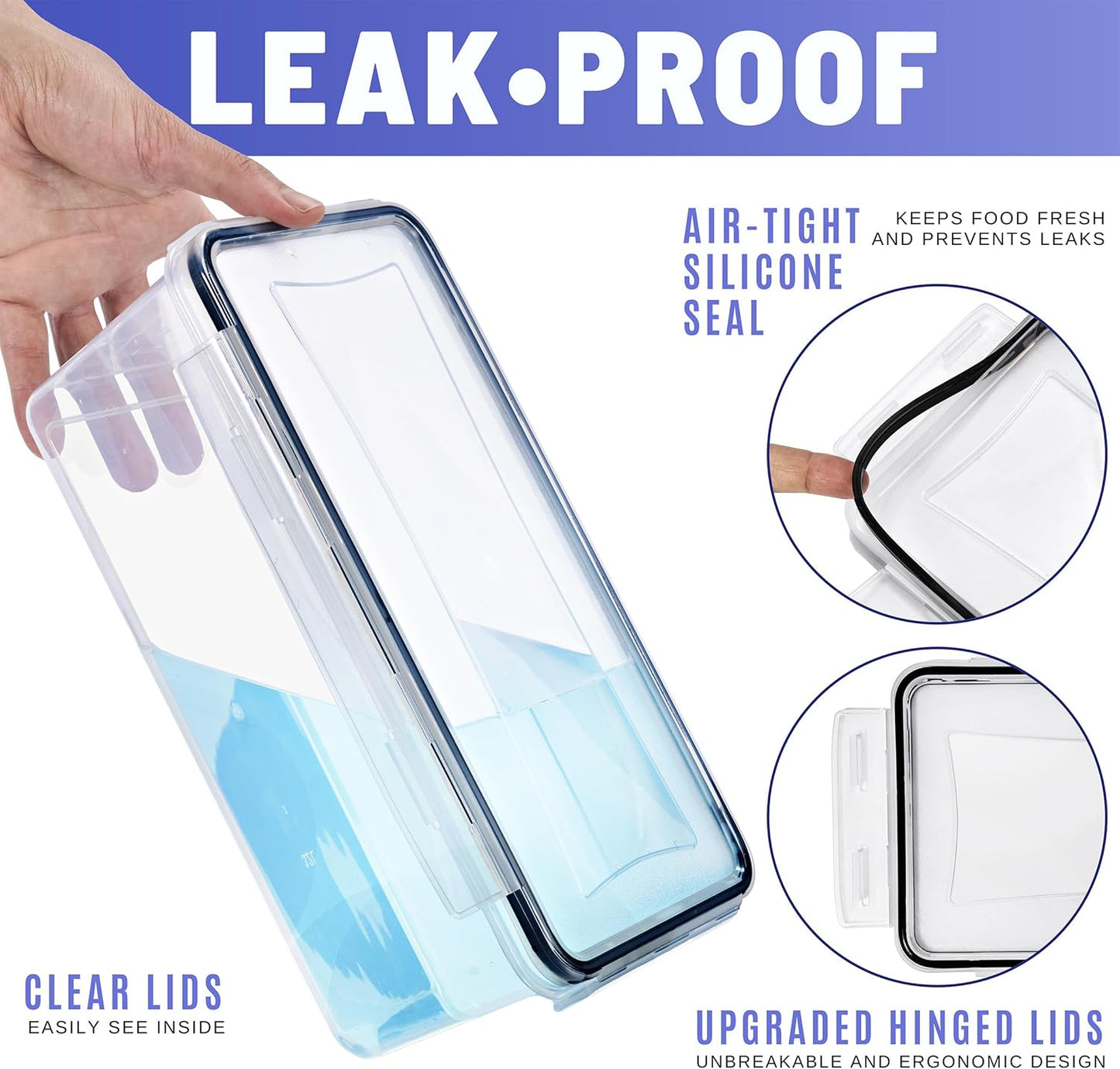 Sorbus Food Storage Containers - Pack of 8 - Air Tight, Four-Way Snap Lids Keeps Food Fresh - Store Cereal, Pasta, Flour, Nuts, Candy - Durable Plastic Kitchen Pantry Bins