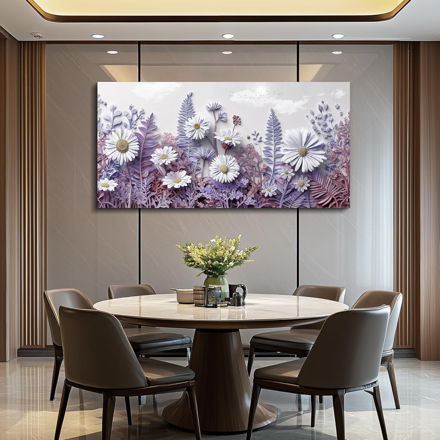 QIYILEXWART Canvas Wall Art For Living Room Wall Decor For Bedroom Office Wall Decoration Daisy Fern Landscape Painting Farmhouse Pictures Artwork Room Aesthetic Home Decor 20x40 In