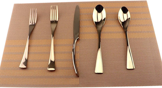 Cutlery Set Rose Gold, 5 Piece Rose Gold Plated Stainless Steel Silverware Flatware Sets, Service for 1