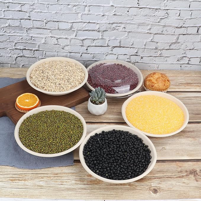 24 oz Round Disposable salad bowls with lids, Sugarcane Fiber Paper Bowls take away food containers Plant Fibers Freezer Safe 50 Pack