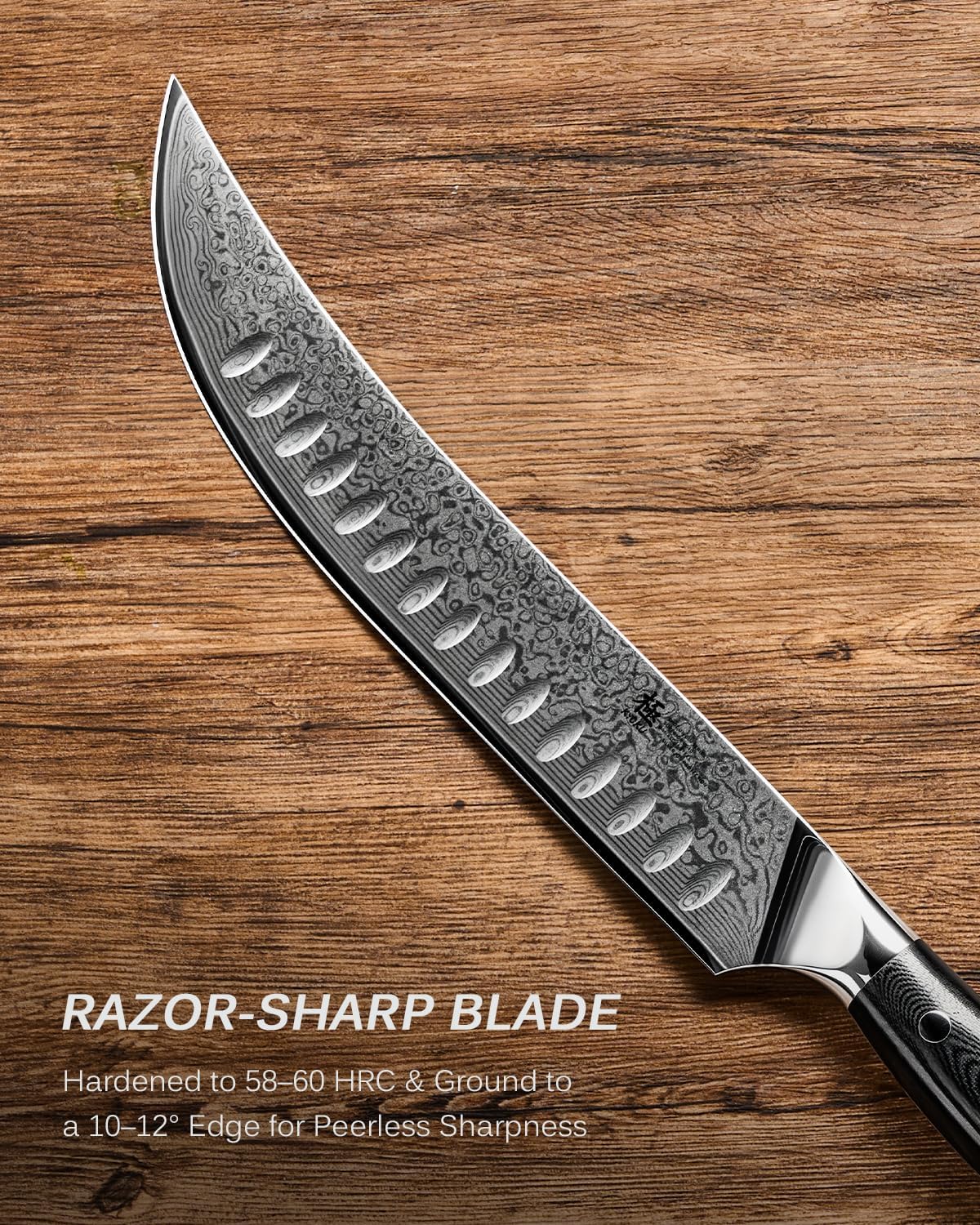 KYOKU Knife Set, 3pc Japanese Kitchen Knife Set for Cooking, 7" Boning 12" Slicing 10" Scimitar Knife with Silver Ion Blade Sheath Gift Box, Professional Sharp Damascus Stainless Steel Knives