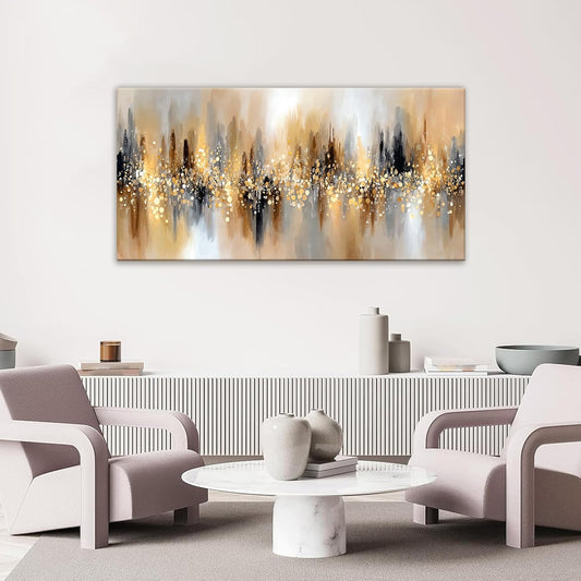 Tsomzxng Canvas Art Wall Decor Gold Abstract Wall Art For Living Room Modern Abstract Art Painting Gold Wall Art Prints Pictures For Bedroom Hotel Home Decoration 24 X 48 Inch