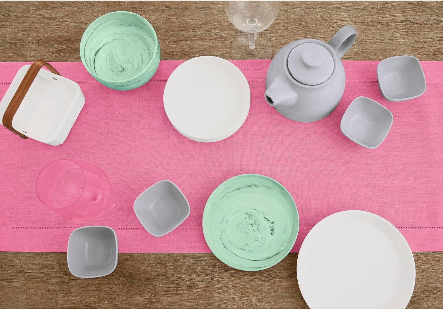 Solino Home Linen Flamingo Pink Hemstitch Table Runner 60 Inches - 100% Pure Linen Small Table Runner 14 x 60 Inch Ideal for Dresser and Coffee Tables - Classic Hemstitch, Halloween