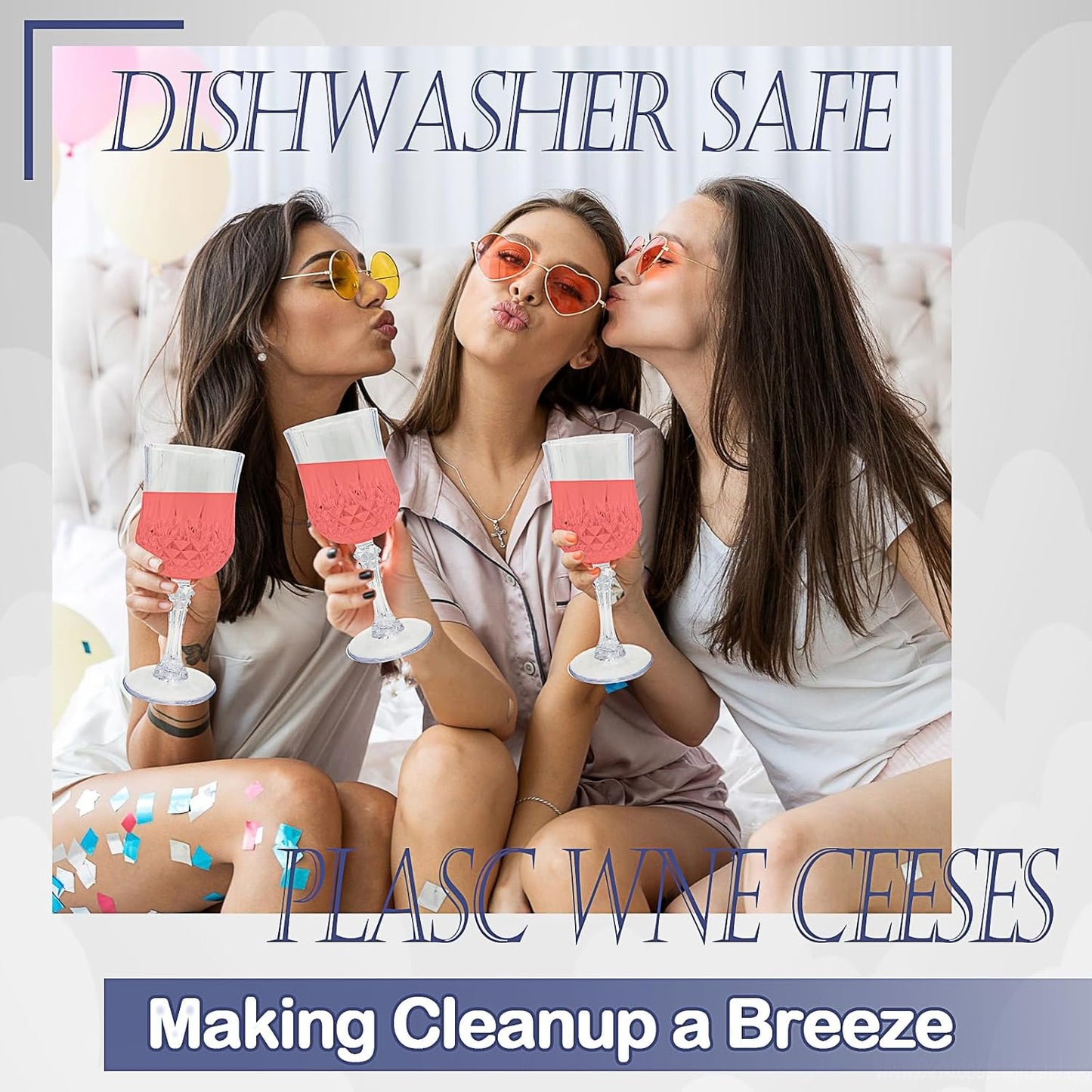 48 PCS Plastic Wine Glasses Clear,Reusable Plastic Wine Glasses,White Goblet Glass,Durable and Sturdy Cups Can Be Used for Various Parties Such as Weddings!