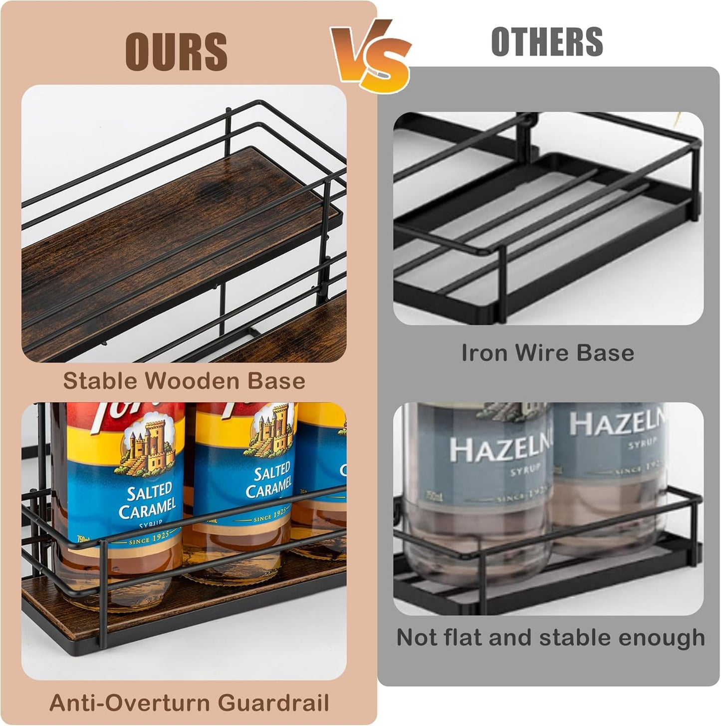 Coffee Syrup Organizer Rack, 3 Tier Syrup Holder(12 Bottle Capacity) for Coffee bar Syrup Storage,Kitchen Condiment Organization and Wine Display.