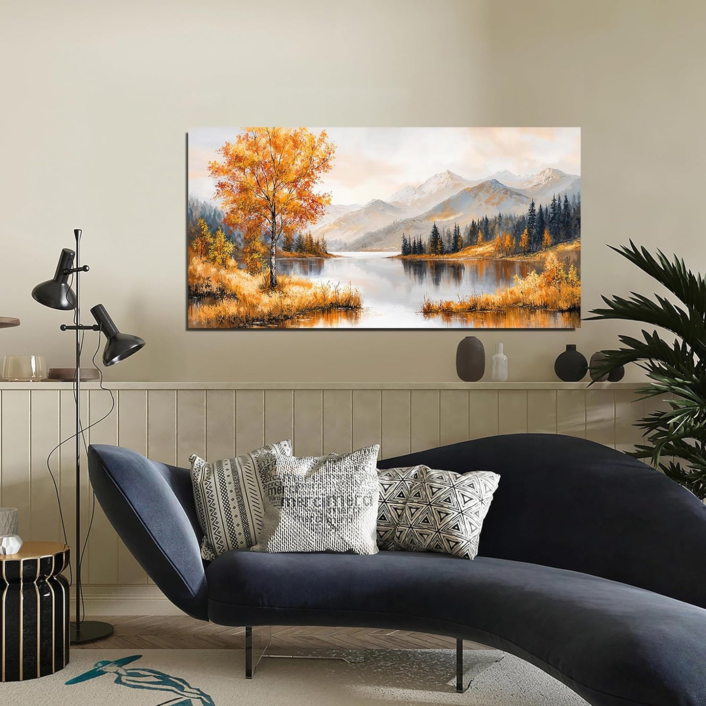 Canvas Wall Art Decor Art Work for Wall Decor Yellow Botanical Wall Art Prints Vintage Landscape Wall Art Decorations Lakeside Art Work for Walls Bedroom Ofiice Wall Art Aesthetic 20" X 40"