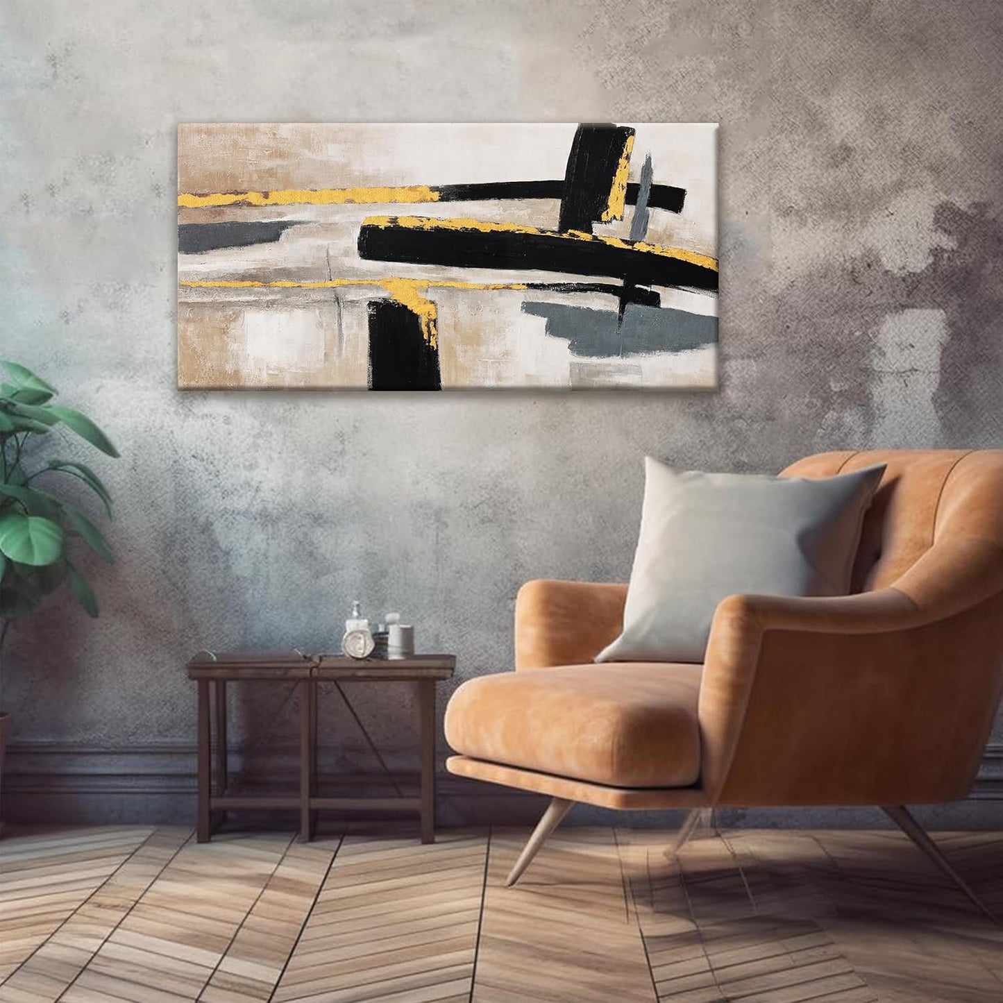 QSQ Abstract Wall Art Canvas Wall Art Decor Black And Gold Wall Art Paintings Abstract Wall Decor Artwork Pictures For Bedroom Bathroom Office Home Decor Can Be Hung Directly 20" X 40"