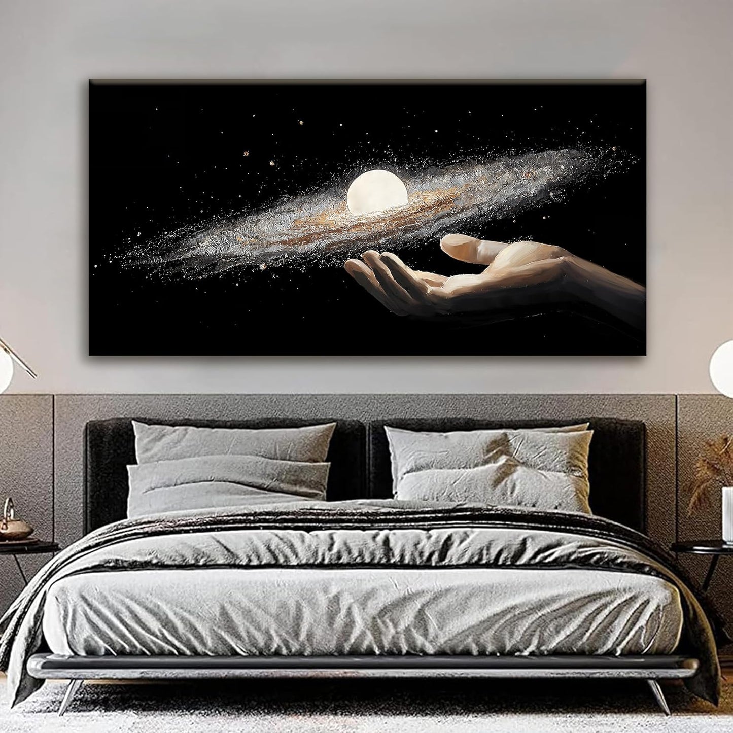 Large Abstract Wall Art Decor The Universe In Hand Science Fiction Wall Art For Living Room Bedroom Office Kitchen 29x58 Inch Canvas Painting Home Wall Decor Ready To Hang