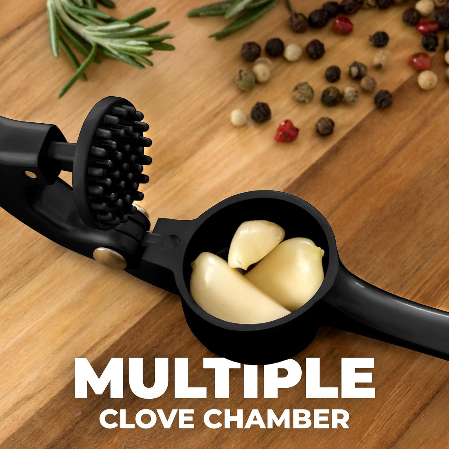 Zulay Kitchen Premium Garlic Press - Durable Garlic Masher with Soft, Easy to Squeeze Handle - Garlic Mincer Tool - Sturdy Easy to Clean Garlic Crusher (Black)