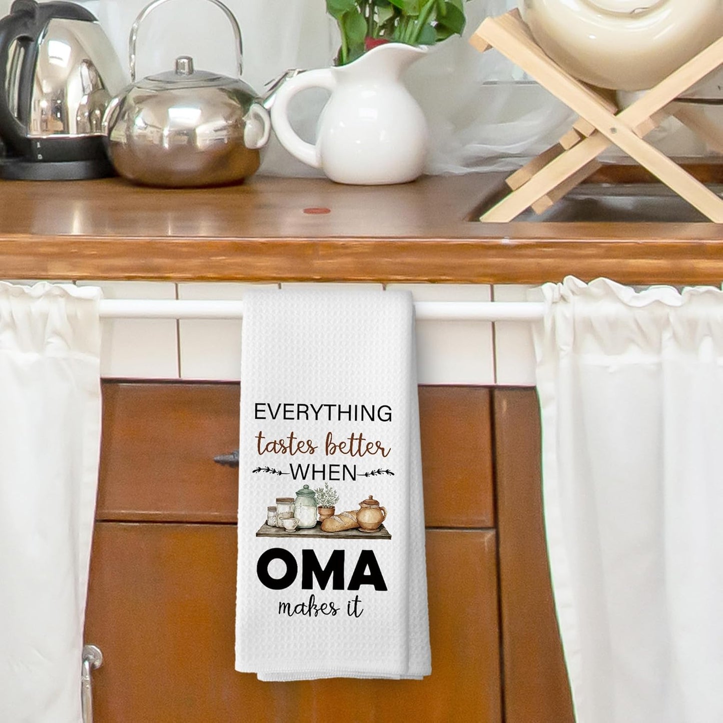 Oma Gifts Kitchen Dish Towels, Grandma Grandmother Gifts for Women from Grandsons Grandchildren, Watercolor Cooking Utensils Hand Towels Kitchen Tea Towels Decorations, 16x24inch