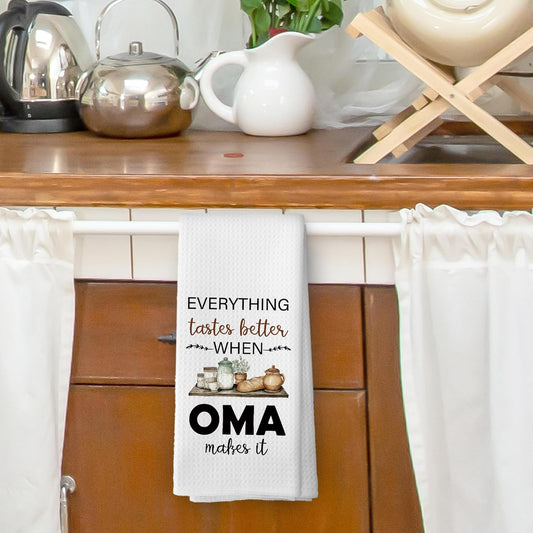 Oma Gifts Kitchen Dish Towels, Grandma Grandmother Gifts for Women from Grandsons Grandchildren, Watercolor Cooking Utensils Hand Towels Kitchen Tea Towels Decorations, 16x24inch