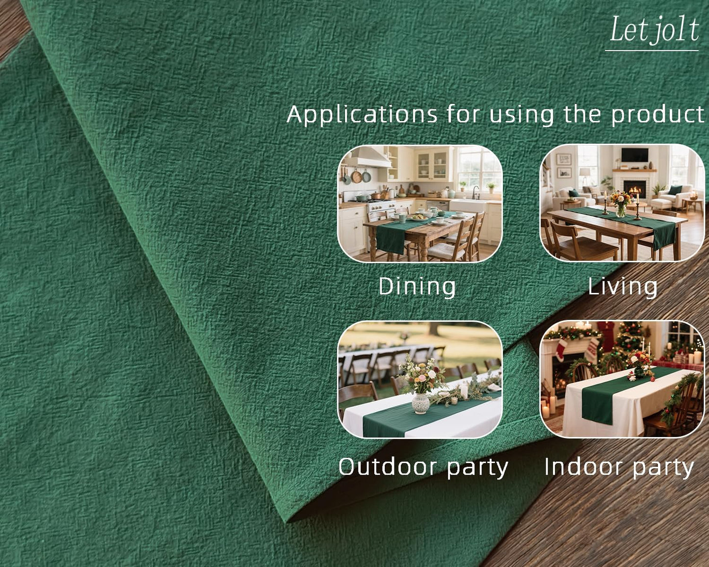 Letjolt Dark Green Table Runner 72 Inches Rustic Farmhouse Table Runner Cotton Runner Plain Table Decor