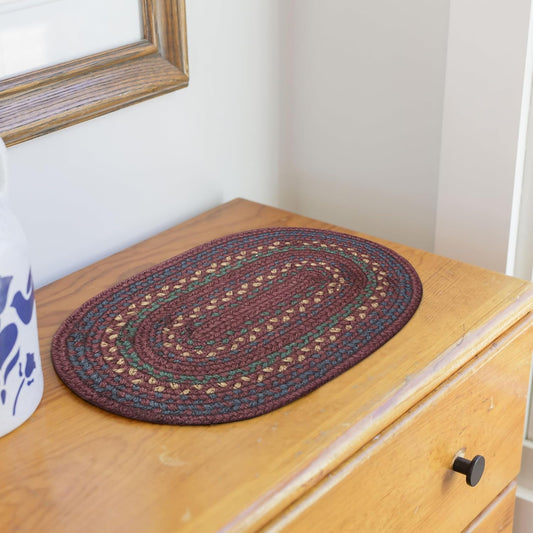 Jamestown Jute Braided Placemats Set of 4-10x15, Oval, Burgundy - Vibrant Colors, Durable, Easy to Clean and Protects Furniture