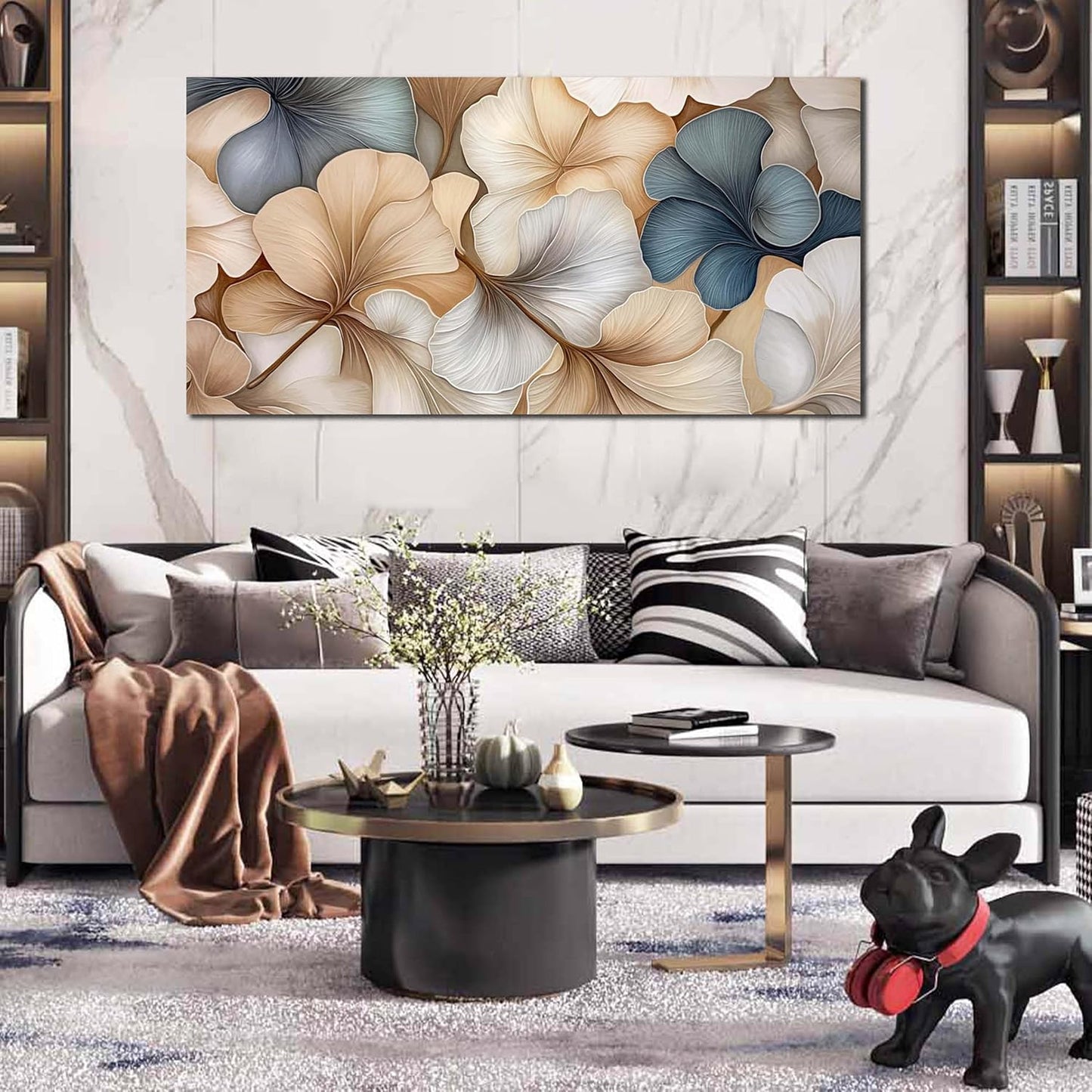 AOZEMI Botanical Wall Art Prints flowers Canvas Leaf Artwork Pictures for Living Room Bathroom Kitchen Decor 24x48 Decorative Wall Art Stylish