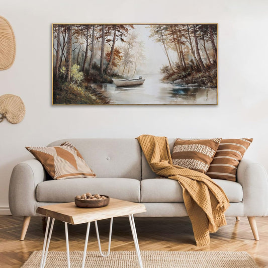 KLAKLA Vintage Framed Wall Art - Paintings with Frame Canvas Antique Wall Decor Retro Landscape Tree Picture for Living Room Prints Artwork for Walls Bedroom Office Home Decoration - 40x20 Inches