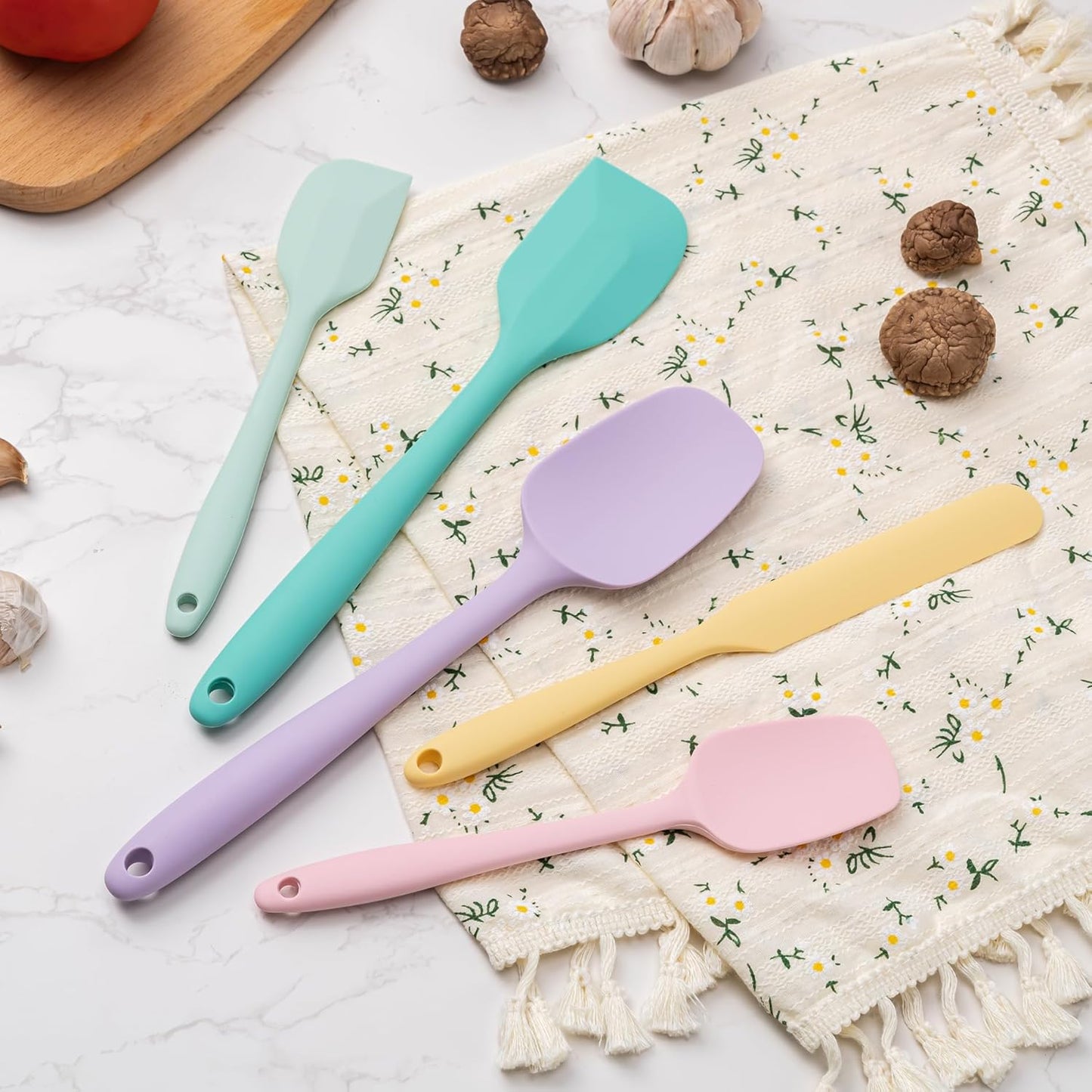 Silicone Spatula Set, 5 Piece Food Grade Rubber Spatulas for Baking, Cooking, and Mixing High Heat Resistant Non Stick Dishwasher Safe BPA-Free (Multicolor 3)