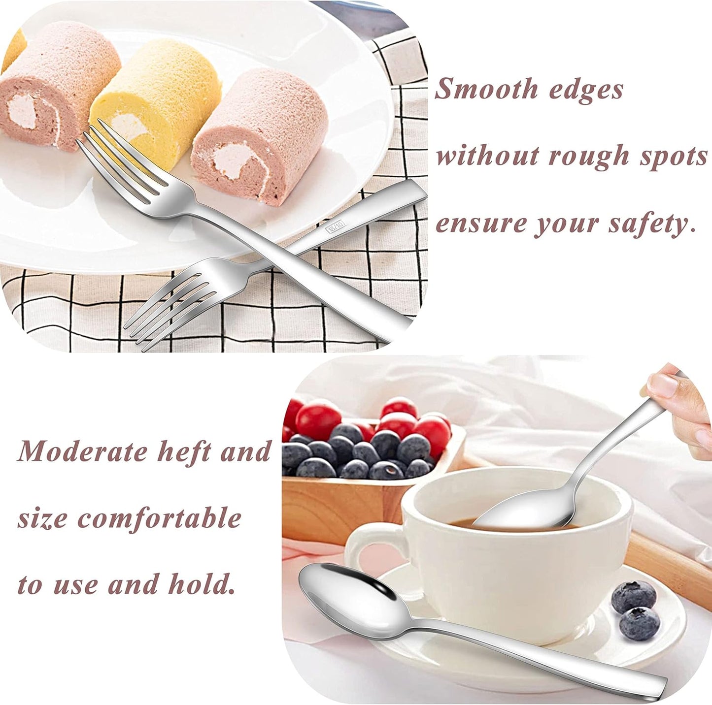 Herogo 18/10 Stainless Steel Silverware Set, 30-Piece Fancy Flatware Cutlery Set for 6, Modern Eating Utensils Tableware for Home Restaurant Wedding, Mirror Polished, Dishwasher Safe