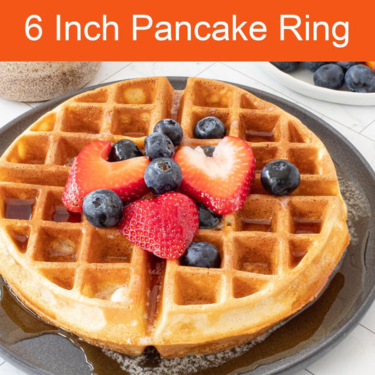 Pancake Ring for Griddle,2 Packs 6 Inch Omelette Ring for Griddle,6" Non-stick Stainless Steel Pancake Egg Ring Omelet Mold Pancake Maker Cake Creps with Silicone Handle