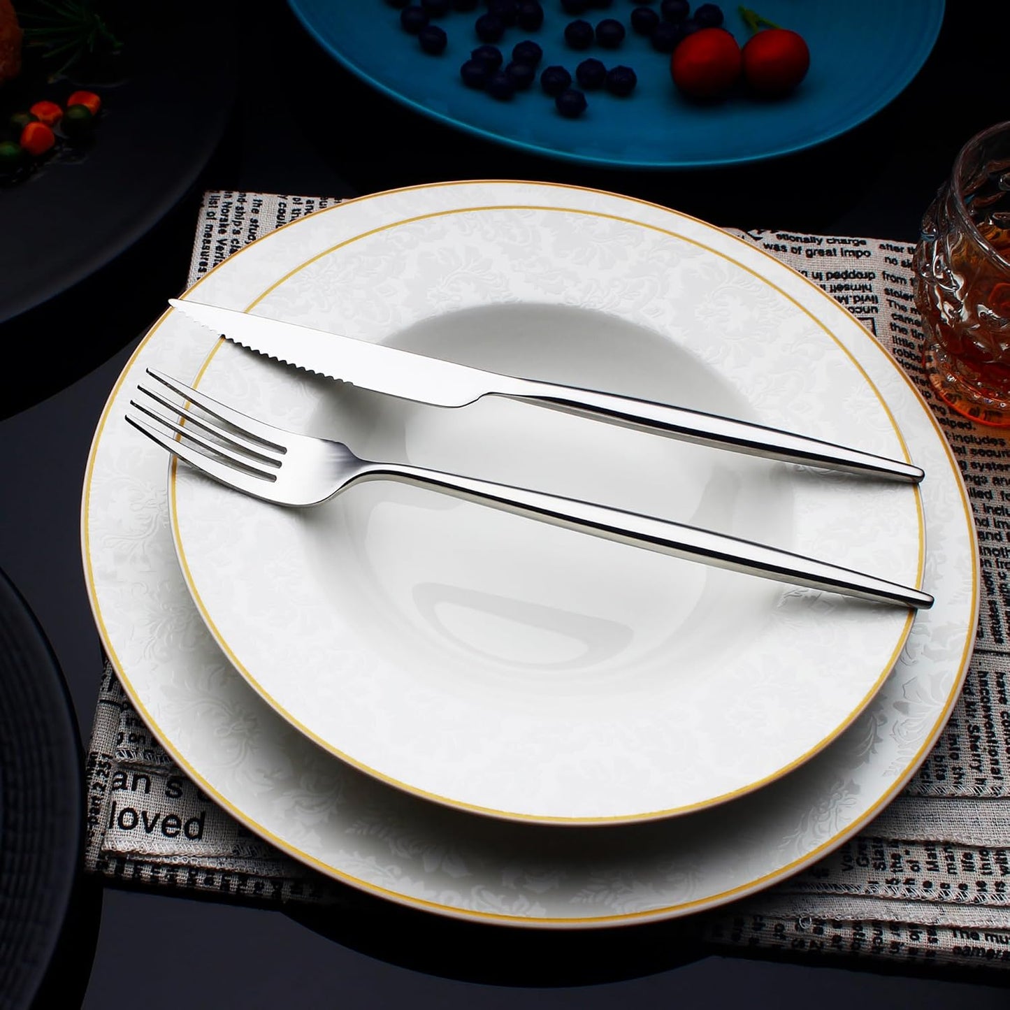 20 Piece Luxury Silverware Set for 4 Mirror-Polished 18/10 Stainless Steel Heavy Flatware Set Modern Cutlery Set Knife/Fork/Spoon Utensil Dishwasher Safe with Gifts