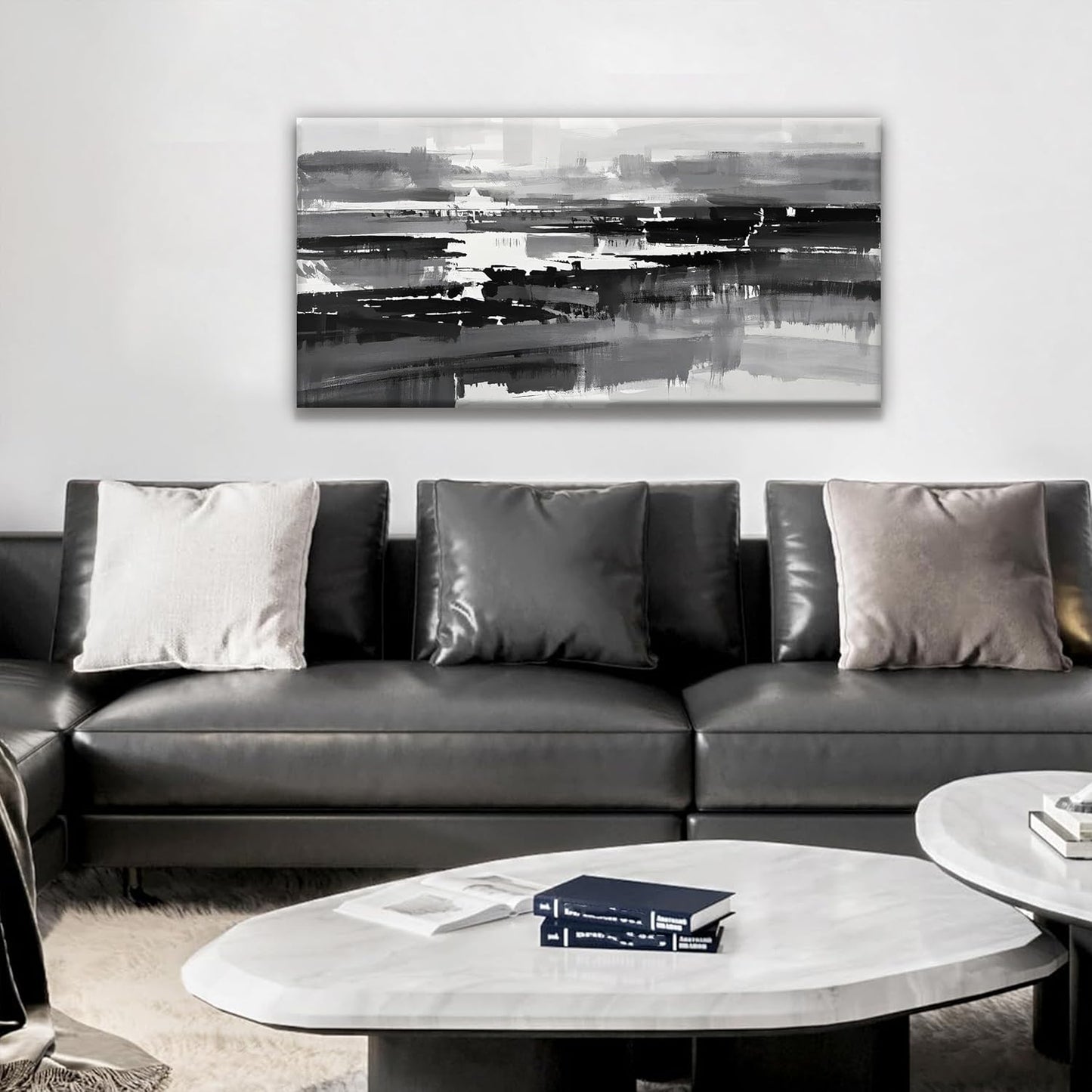 Abstract Wall Art For Bedroom Office Decor Grey And White Wall Art Painting Canvas Art Wall Decor Prints Ready To Hang Abstract Art Pictures 20×40 Inch