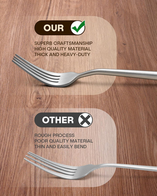 Stapava Matte Silverware Set for 4, 20-Piece Stainless Steel Flatware Eating Utensils Sets, Satin Finish Cutlery Include Forks Spoons and Knives Set for Home Restaurant Hotel, Dishwasher Safe