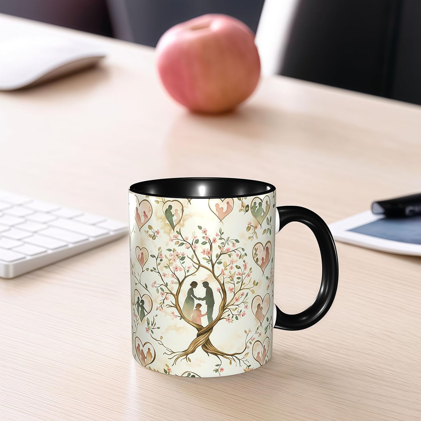 Family Tree Coffee Mug Ceramic Coffee Cup with Handle Microwave Safe for Home or Office Gifts for Women and Men