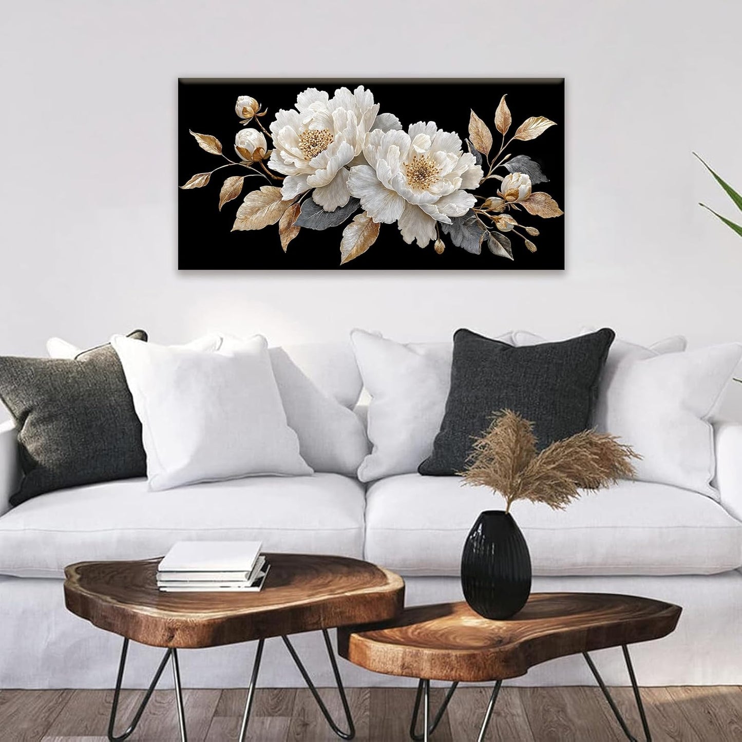 Canvas Wall Art Decor Elegant White Flower Picture Artwork For Walls Bedroom Office Living Room Apartment Kitchen 20x40 Inch Home Wall Decor Modern Wall Art Decor Ready To Hang