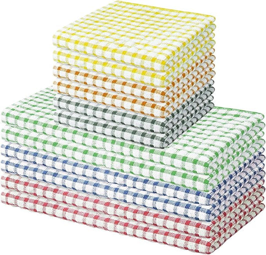 Nialnant 12 Pack Kitchen Towels and Dishcloths Set, Dish Rags for Washing Dishes, 100% Cotton Reusable Cleaning Rag, Quick Drying Dish Towels for Kitchen