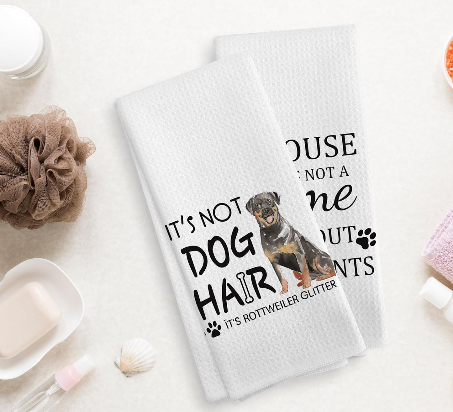 Rottweiler Kitchen Towels and Dishcloths Set of 2, Rottweiler Gifts for Women, Dog Kitchen Towels, Dog Hand Towels, 16×24 Inch