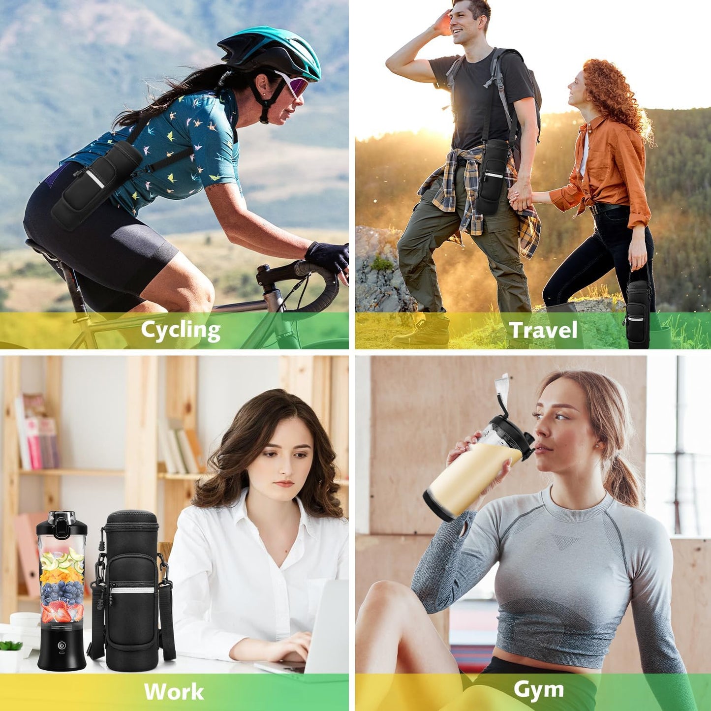 Portable Blender with Insulated Carrying Case & Recipe Book for Shakes and Smoothies, 20 OZ Personal Juicer Electric Protein Shaker Bottle, Mini Small Blender Cup with USB-C Rechargeable, Travel Lid